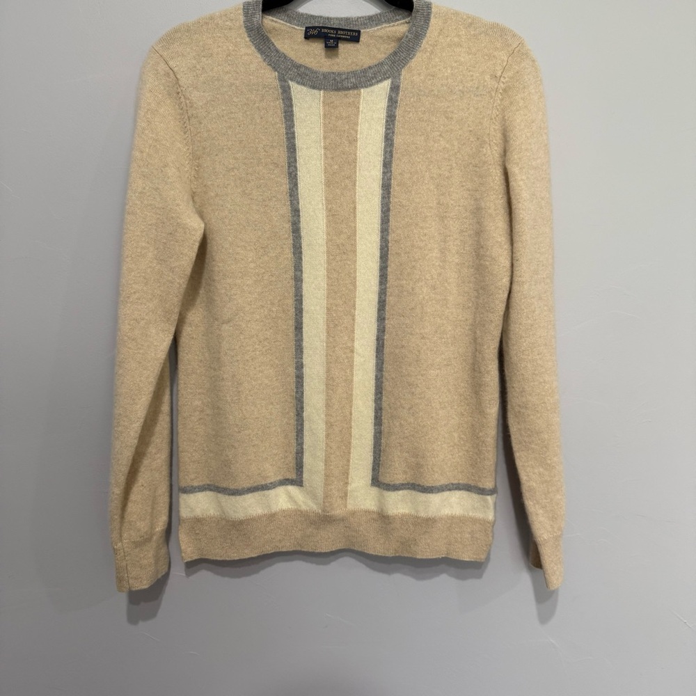 Women’s Brooks Brothers Cashmere Sweater in Beige and Gray Size Medium